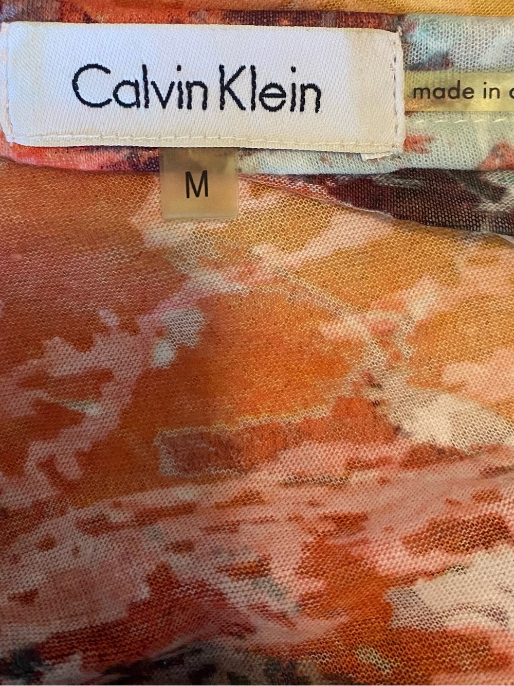 Calvin Klein (2016) Women’s Orange Floral Print Shirt - M